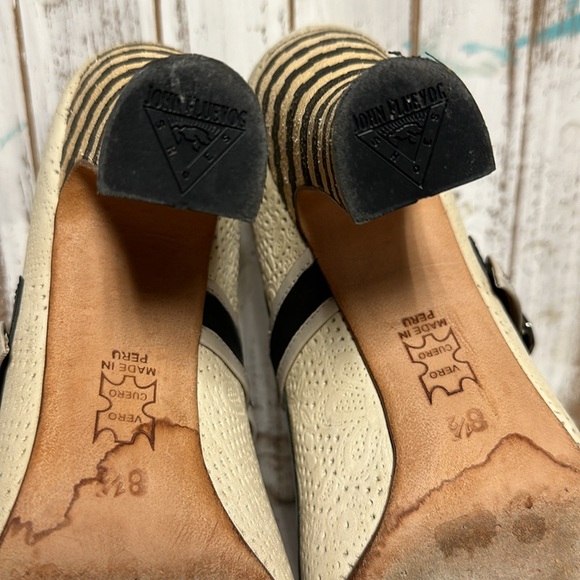 John Fluevog Mary Jane miracles resurrection buckled cream black leather heels - Picture 9 of 10